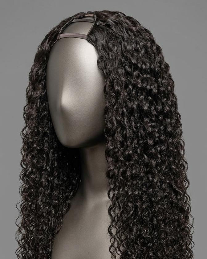 Curly U part wig - 180% density, 100% human hair