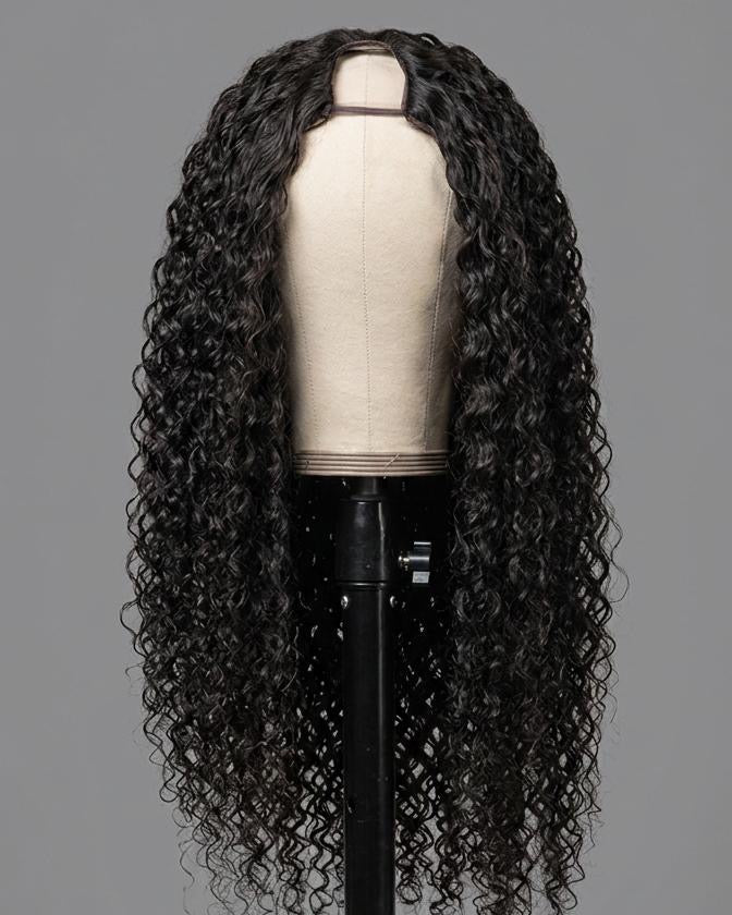 Curly U part wig - 180% density, 100% human hair
