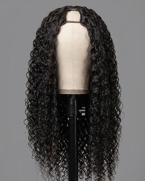 Curly U part wig - 180% density, 100% human hair